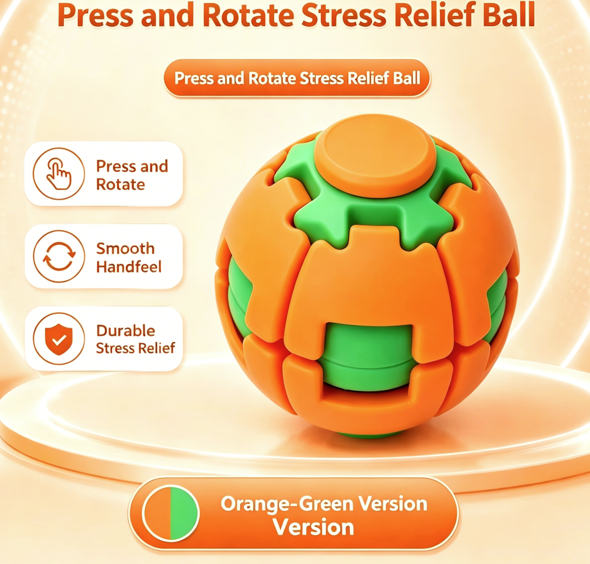 Suitable for Kids Adults, Push Spin Fidget Stress Relief Ball Toy