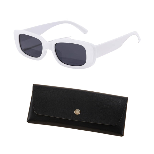 Women Square Frame Casual Sunglasses With Pouch - White