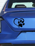 Paw in Heart Decorative Animal Lover Car Vinyl Sticker - Black