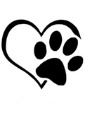 Paw in Heart Decorative Animal Lover Car Vinyl Sticker - Black