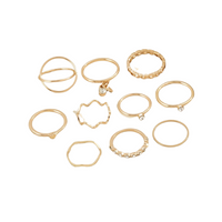 Rhinestone Detail Ring - 10 Piece