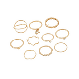 Rhinestone Detail Ring - 10 Piece