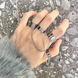 Ring With Chain - 4-Piece - Silver