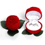 Velvet Red Rose Ring Box