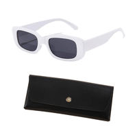 Women Square Frame Casual Sunglasses With Pouch - White White