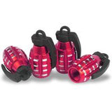 Grenade Tire Valve Stem Caps - Set of 4 - Silver Black