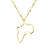 Hollow Africa Map Shapped Pendant Necklace - Silver