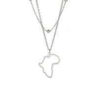 Hollow Africa Map Shapped Pendant Necklace - Silver Silver