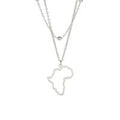 Hollow Africa Map Shapped Pendant Necklace - Silver Silver