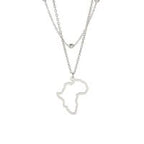 Hollow Africa Map Shapped Pendant Necklace - Silver Silver