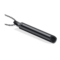 Vape Quit Smoking Mindfulness Necklace - Anxiety Relief Breathing Pendant - Silver