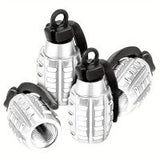 Grenade Tire Valve Stem Caps - Set of 4 - Silver Black