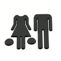 2pcs Unisex Bathroom mirror Signage - Black Black