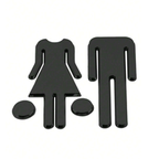 2pcs Unisex Bathroom mirror Signage - Black Black