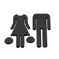 2pcs Unisex Bathroom mirror Signage - Black Black