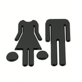 2pcs Unisex Bathroom mirror Signage - Black Black