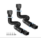 2-Pack Rain Gutter Downspout Extensions Flexible, Drain Downspout Extender - Black Black