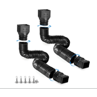 2-Pack Rain Gutter Downspout Extensions Flexible, Drain Downspout Extender - Black Black