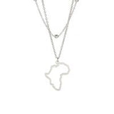 Hollow Africa Map Shapped Pendant Necklace - Silver Silver