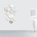 10 Piece Set Silver Heart Shaped Mirror Wall Stickers Silver