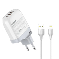 LDNIO - A3511Q - 3 Port Wall Charger With iPhone Cable 65W - White