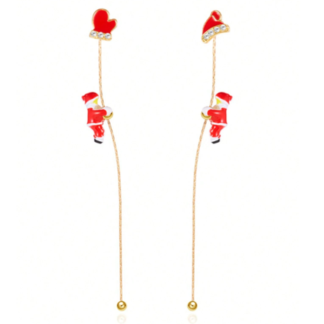 1 Pair Creative Climbing Santa Claus Earrings