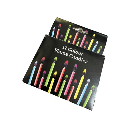 12-Piece Colourful Flame Birthday Candles - Matching Flame & Candle Colors