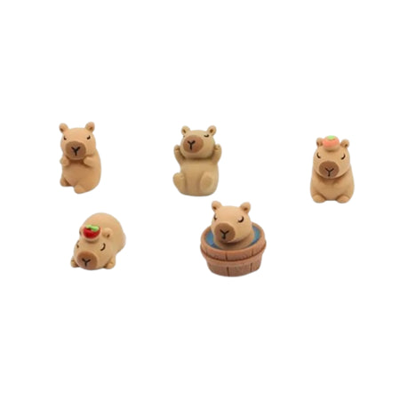 Cute Capybara Cartoon Shoe Charms - 5 Piece