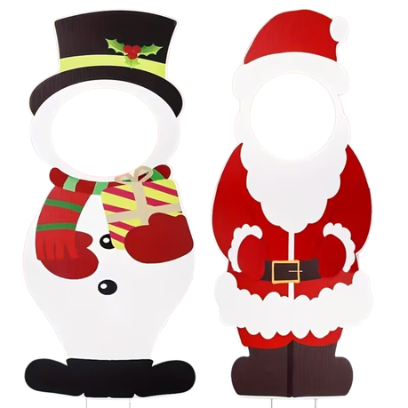 2pcs Large Santa Claus & Snowman Photo Props