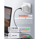 LDNIO - A3511Q - 3 Port Wall Charger With iPhone Cable 65W - White
