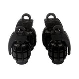 Grenade Tire Valve Stem Caps - Set of 4 - Silver Black Black