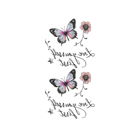 1 Piece Butterfly and Flower "Love Yourself First" Temporary Tattoo Sticker