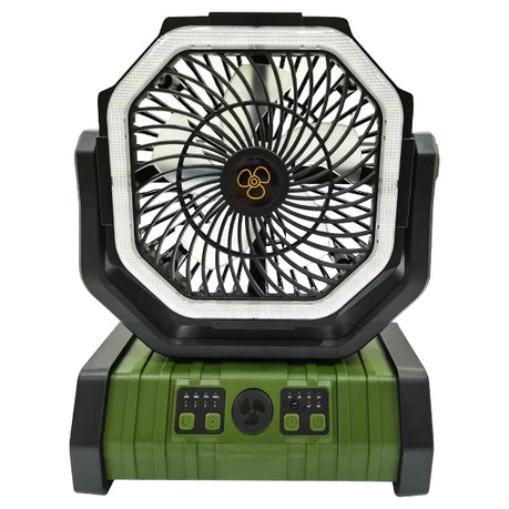 F6 - Portable Outdoor Oscillating LED & Remote Controlled Fan - Green