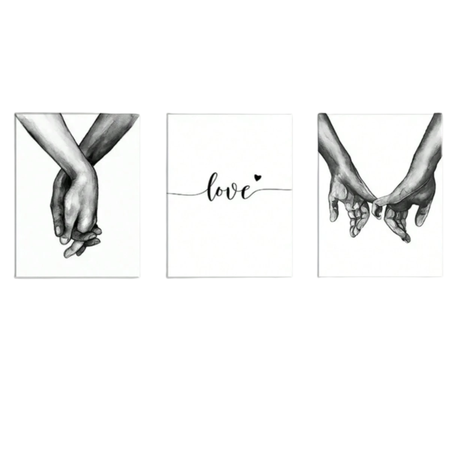 3 Piece Promise of Love Frameless Wall Art 50x70cm