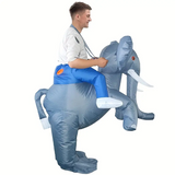 Festive Blue Elephant Inflatable Costume with Red Eyes