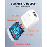 LDNIO - A3511Q - 3 Port Wall Charger With iPhone Cable 65W - White