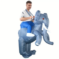 Festive Blue Elephant Inflatable Costume with Red Eyes