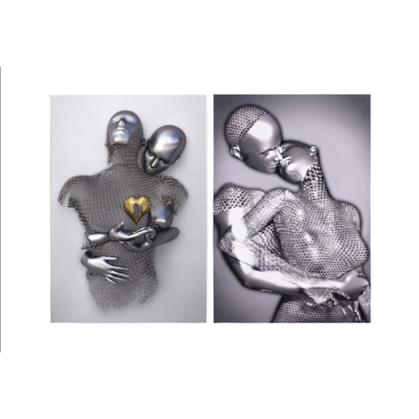 Abstract Metal Couple Art - 2-Piece Frameless Canvas Print - 40cm x 70cm