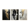 Abstract Face Trio Canvas Set - Framed