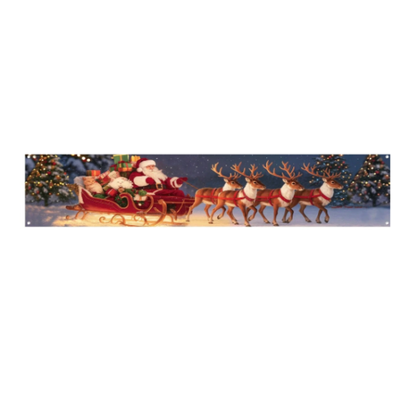 1Pc Christmas Banner With Santa Claus on his slay