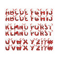 6 Pack Christmas Alphabet Stickers, Santa Hat Designs