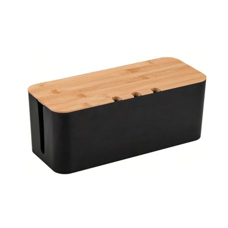 1pc Small Wooden Grain Cable Management Box