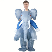 Festive Blue Elephant Inflatable Costume with Red Eyes