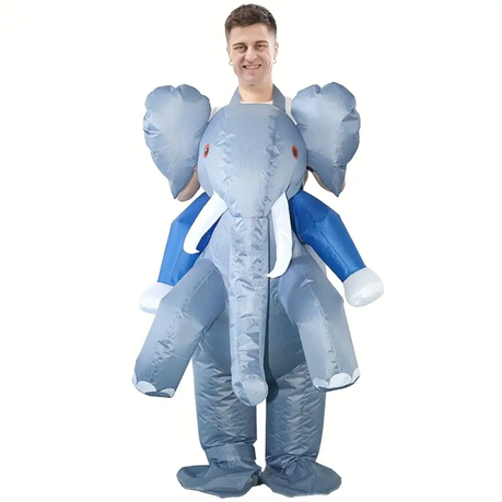 Festive Blue Elephant Inflatable Costume with Red Eyes