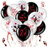 Horror Halloween Balloon Set - Bloodstains And Horror Phrases - 12-Inch