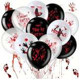 Horror Halloween Balloon Set - Bloodstains And Horror Phrases - 12-Inch