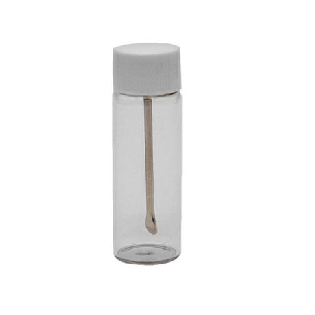 Glass Snuff Container With Attached Spoon- Clear Clear