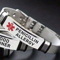 Silver Medical Alert Bracelet Penicillin