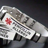 Silver Medical Alert Bracelet Penicillin