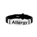 Allergies Medical Alert ID Bracelet - Stainless Steel, Silicone Band